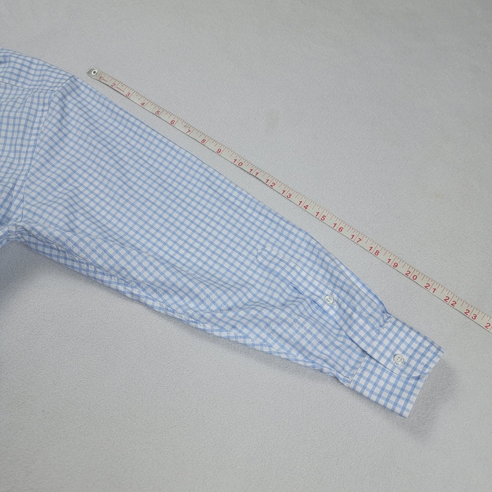 Ben Silver Charleston Button Down Shirt Men's 16.5-33 Blue Check 100% Cotton - Picture 10 of 11
